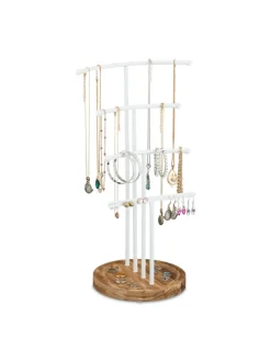 Schmuckständer in Weiß/ Braun - (B)24 x (H)43 x (T)18 cm