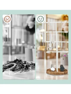 Schmuckständer in Weiß/ Braun - (B)24 x (H)43 x (T)18 cm