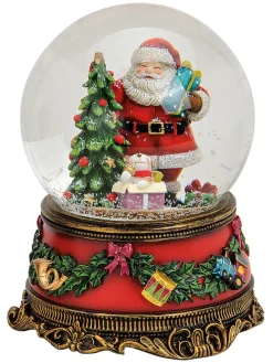 Schneekugel ''Santa Claus'' in Rot/ Grün - (H)15 x Ø 11 cm