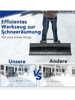 Schneeschaufel mit Rädern in Schwarz