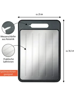 Schneide- & Auftaubrett in Grau/ Silber - (L)36,5 x (B)25 cm