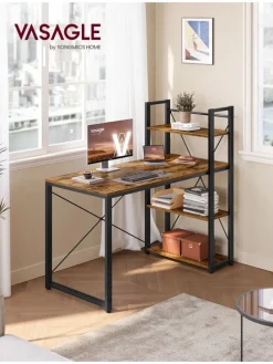 Schreibtisch in Braun/ Schwarz - (B)97 x (H)120 x (T)56 cm