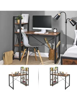 Schreibtisch in Braun/ Schwarz - (B)97 x (H)120 x (T)56 cm