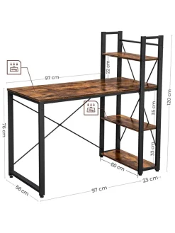 Schreibtisch in Braun/ Schwarz - (B)97 x (H)120 x (T)56 cm