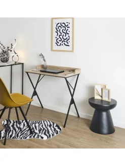 Schreibtisch in Hellbraun/ Schwarz - (B)80 x (H)80 x (T)48 cm