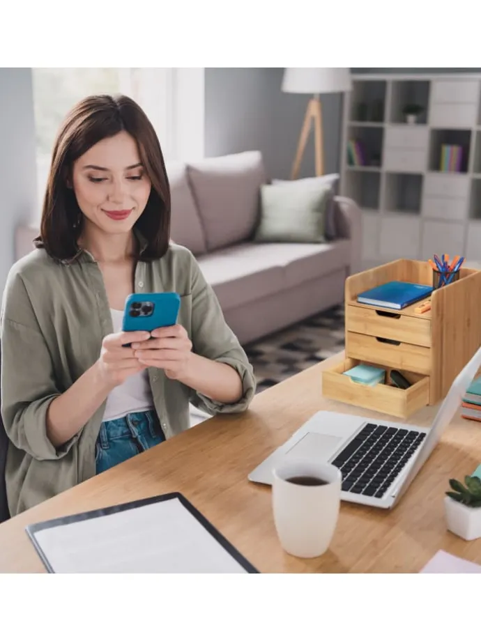 Schreibtisch Organizer in Natur - (B)30 x (H)33 x (T)31 cm