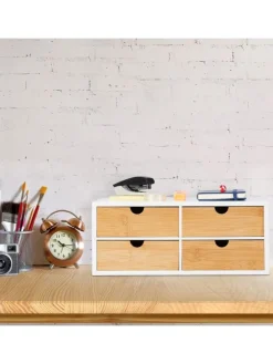 Schreibtisch Organizer in Weiß/Natur - (B)33 x (H)14 x (T)21 cm