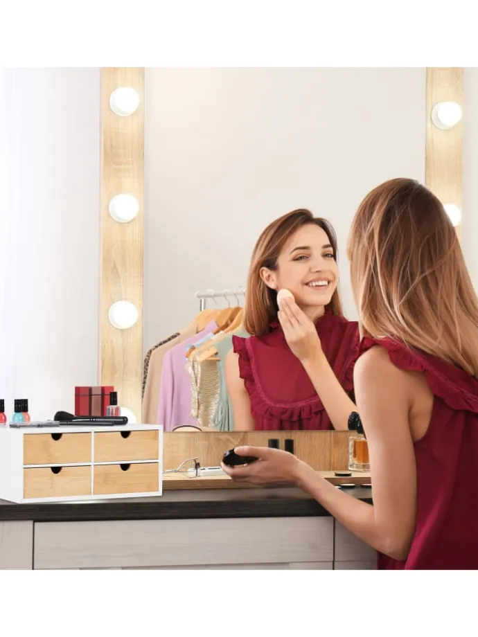 Schreibtisch Organizer in Weiß/Natur - (B)33 x (H)14 x (T)21 cm