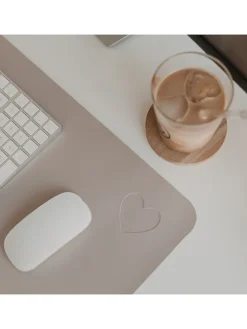 Schreibtischunterlage "Herz" in Beige - (B)80 x (H)40 cm