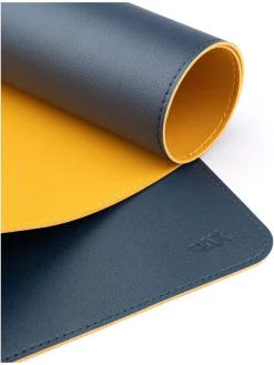 Schreibtischunterlage in Dunkelblau/ Gelb - (L)90 x (B)45 cm