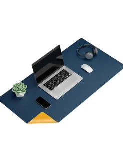 Schreibtischunterlage in Dunkelblau/ Gelb - (L)90 x (B)45 cm