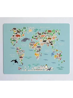 Schreibtischunterlage "Mapamundi" in Blau/ Bunt - (L)55 x (B)35 cm