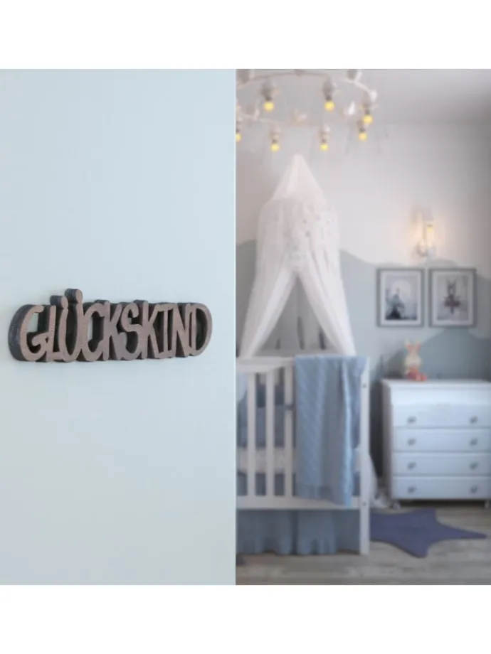 Schriftzug GLÜCKSKIND Holzschild Dekoschild 17,5x3,5cm in braun