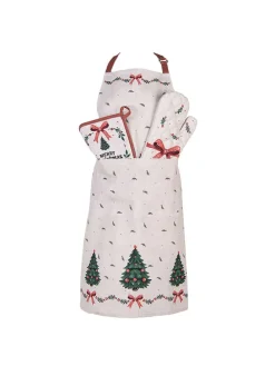 Schürze in Beige/ Grün - (L)85 x (B)70 cm