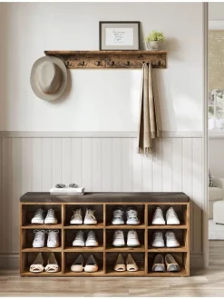 Schuhbank in Braun/ Schwarz - (B)104 x (H)48 x (T)30 cm