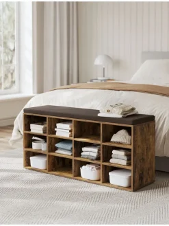 Schuhbank in Braun/ Schwarz - (B)104 x (H)48 x (T)30 cm