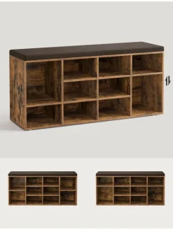 Schuhbank in Braun/ Schwarz - (B)104 x (H)48 x (T)30 cm