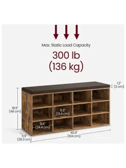 Schuhbank in Braun/ Schwarz - (B)104 x (H)48 x (T)30 cm