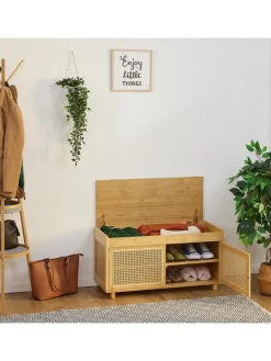 Schuhbank in Natur - (B)90 x (H)45 x (T)37 cm