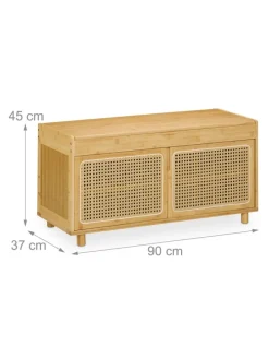 Schuhbank in Natur - (B)90 x (H)45 x (T)37 cm