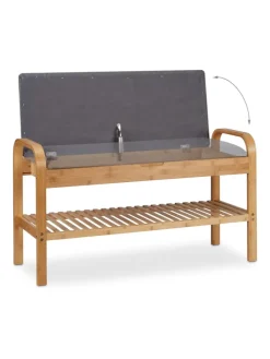 Schuhbank in Natur/ Grau - (B)90 x (H)50 x (T)33 cm