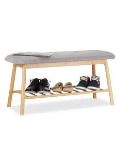 Schuhbank in Natur/Grau