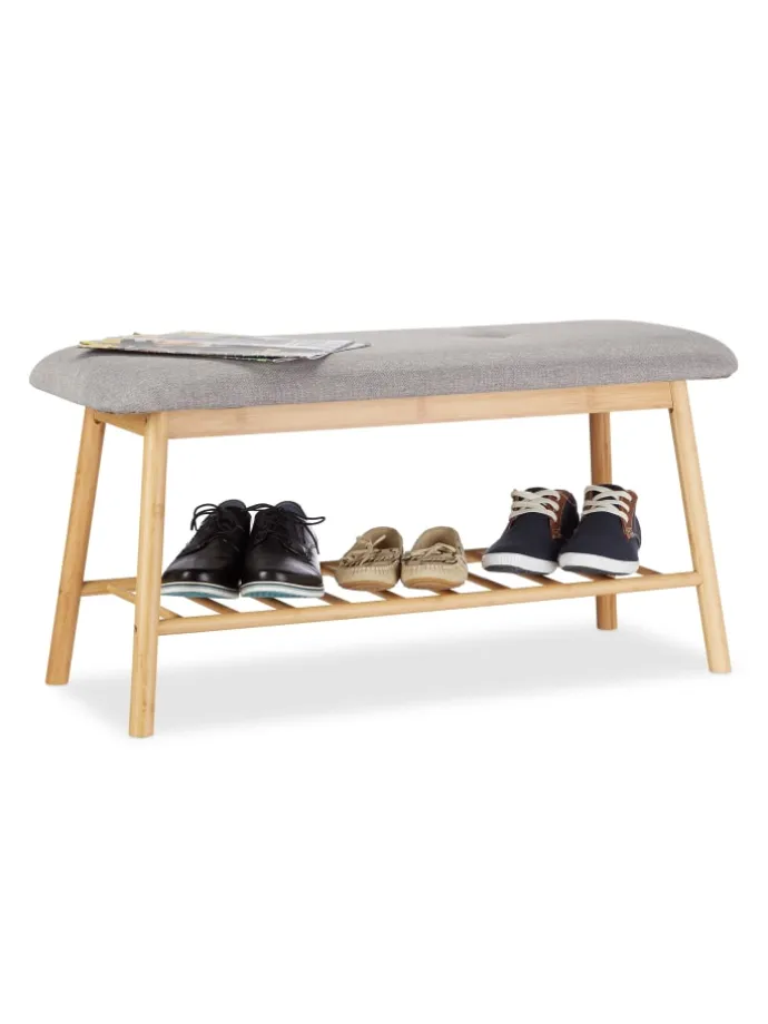 Schuhbank in Natur/Grau