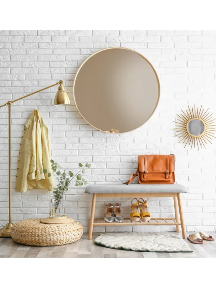 Schuhbank in Natur/Grau