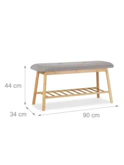 Schuhbank in Natur/Grau