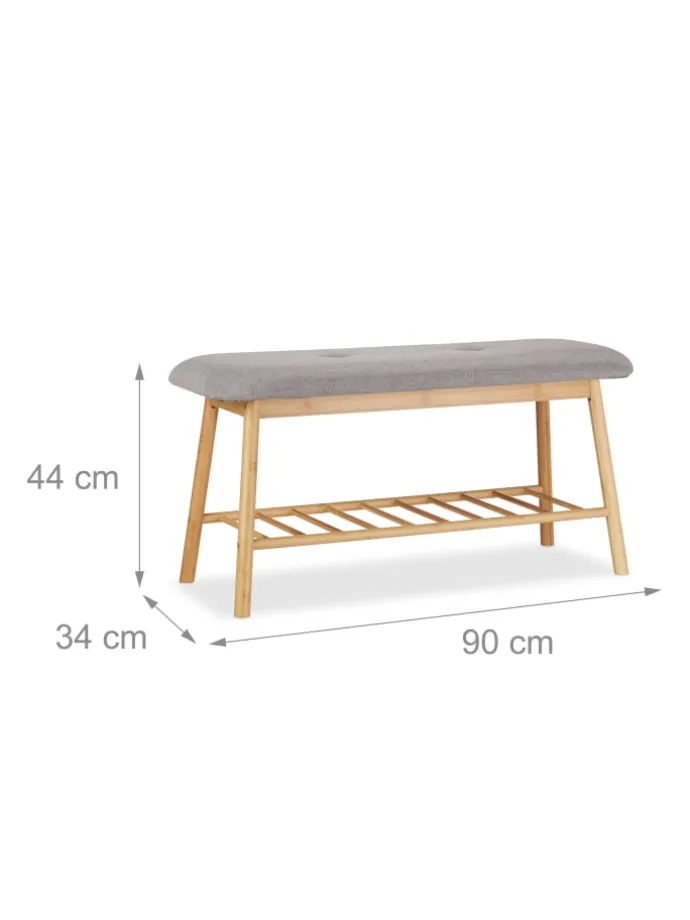 Schuhbank in Natur/Grau