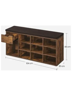 Schuhbank in Schwarz/ Braun - (B)104 x (H)48 x (T)30 cm