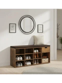 Schuhbank in Schwarz/ Braun - (B)104 x (H)48 x (T)30 cm