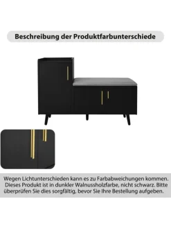 Schuhbank in Schwarz mit 3 Stauraumtüren und Sitzfunktion B100 T34 H69 cm