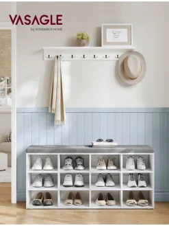 Schuhbank in Weiß/ Grau - (B)104 x (H)48 x (T)30 cm