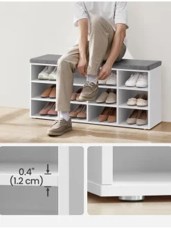 Schuhbank in Weiß/ Grau - (B)104 x (H)48 x (T)30 cm