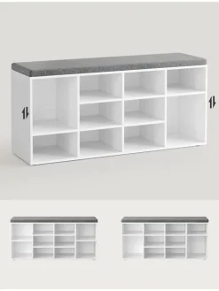 Schuhbank in Weiß/ Grau - (B)104 x (H)48 x (T)30 cm