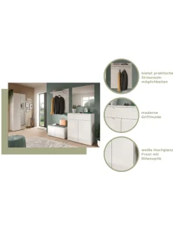 Schuhkommode (B/H/T: 80x97x37 cm) in weiß und weiß Hochglanz