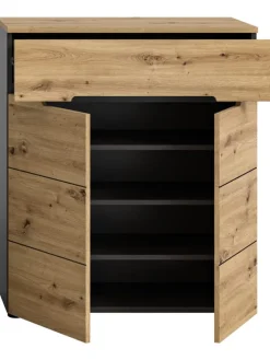 Schuhkommode (B/H/T: 80x94x37 cm) in Basalt grau und Artisan Nachbildung