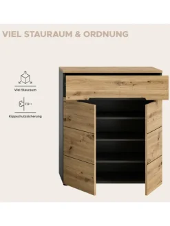 Schuhkommode (B/H/T: 80x94x37 cm) in Basalt grau und Artisan Nachbildung