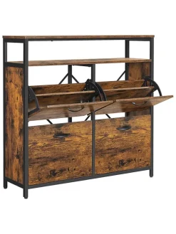 Schuhregal in Braun/ Schwarz - (B)98 x (H)95 x (T)30 cm