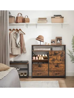 Schuhregal in Braun/ Schwarz - (B)98 x (H)95 x (T)30 cm