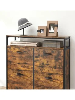 Schuhregal in Braun/ Schwarz - (B)98 x (H)95 x (T)30 cm