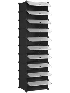 Schuhregal in Schwarz - (B)43 x (H)173 x (T)31 cm