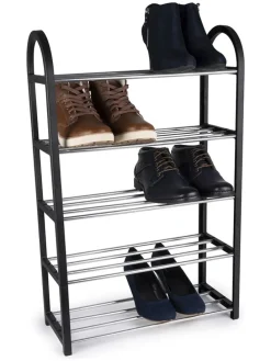 Schuhregal in Schwarz - (B)50 x (H)77 x (T)20 cm