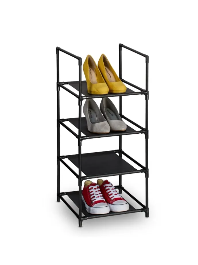 Schuhregal in Schwarz/ Grau - (B)33 x (H)72 x (T)33 cm