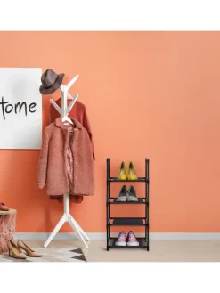 Schuhregal in Schwarz/ Grau - (B)33 x (H)72 x (T)33 cm