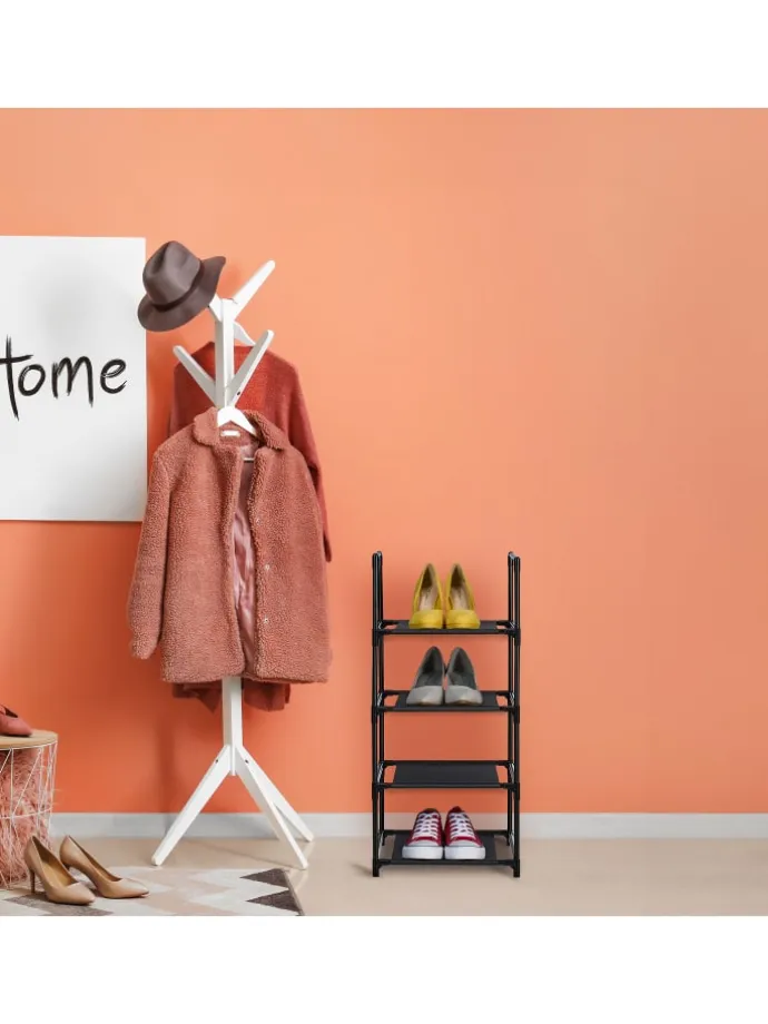 Schuhregal in Schwarz/ Grau - (B)33 x (H)72 x (T)33 cm