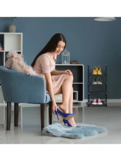 Schuhregal in Schwarz/ Grau - (B)33 x (H)72 x (T)33 cm