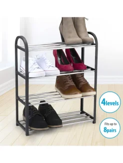 Schuhregal in Schwarz/ Silber - (B)50 x (H)57 x (T)18,5 cm