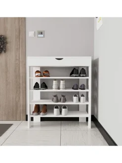 Schuhregal "Royal" in Weiß - (B)80 x (H)90 x (T)30 cm